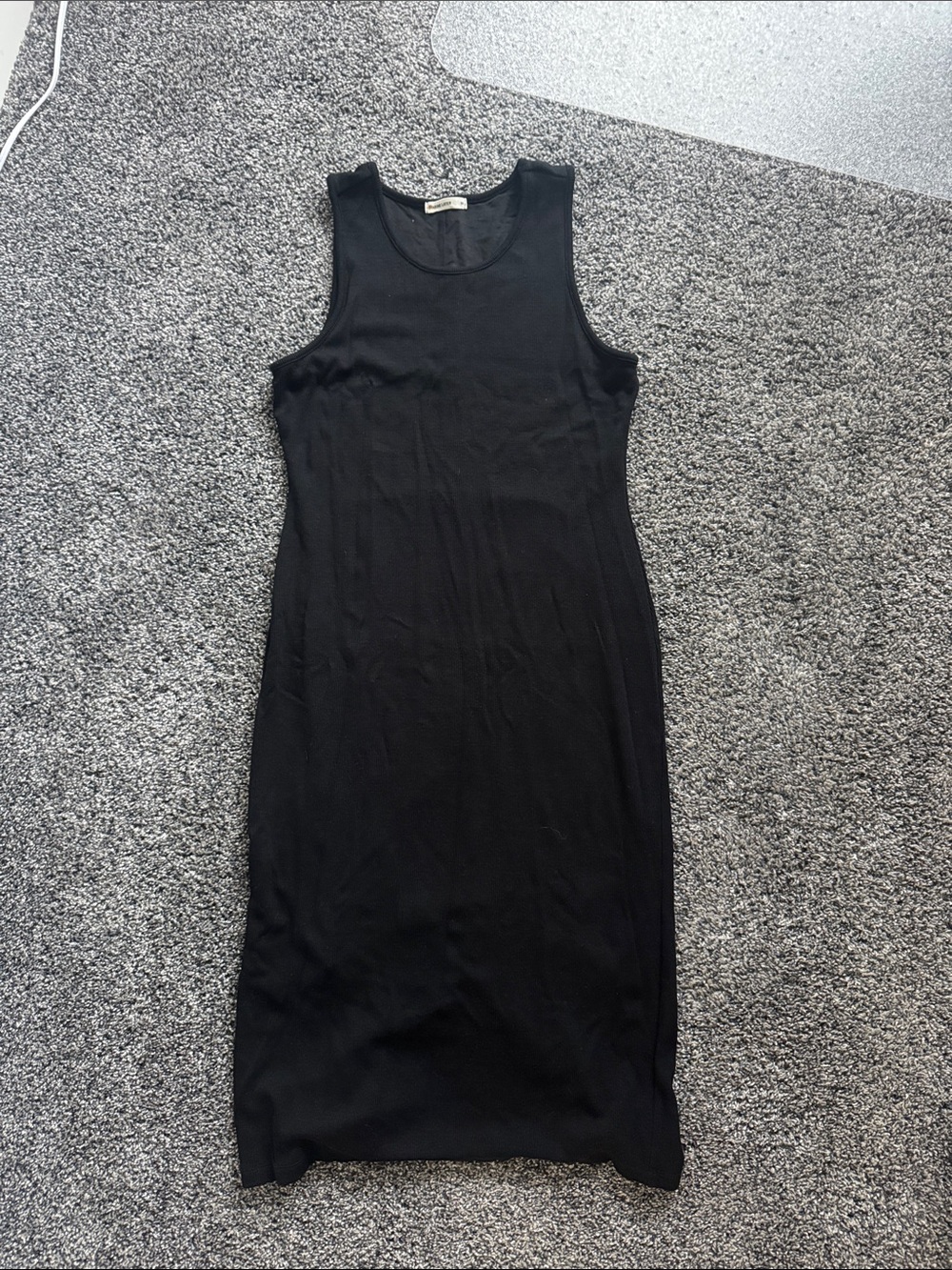 Marine Layer Black Ribbed Midi Tank Dress